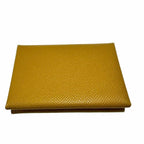 Hermes Epsom Calvi Duo Leather Coin Case Card Compact Wallet Caramel