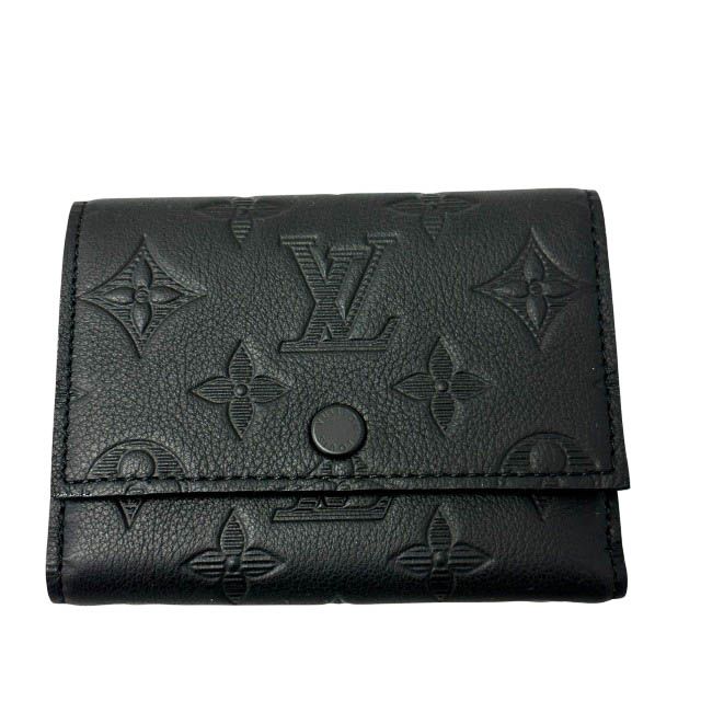 Louis Vuitton Monogram Shadow Victor Wallet Trifold Compact Noir Black