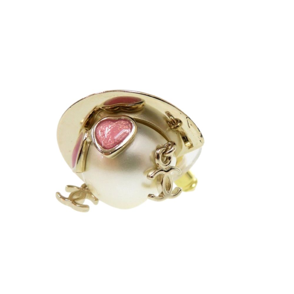 Chanel CC Logo Doll Earrings Faux Pearl Metal Gold