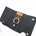 Prada Saffiano Leather Black Quadruple Strand Key Case Key Holder