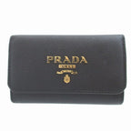Prada Saffiano Leather Black Quadruple Strand Key Case Key Holder