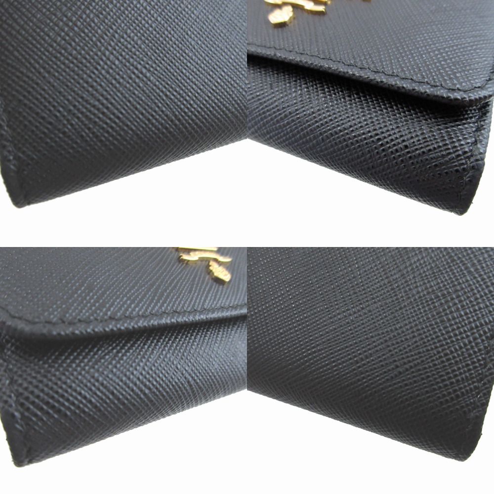 Prada Saffiano Leather Black Quadruple Strand Key Case Key Holder