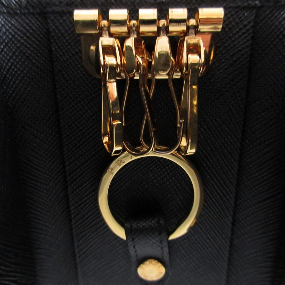 Prada Saffiano Leather Black Quadruple Strand Key Case Key Holder