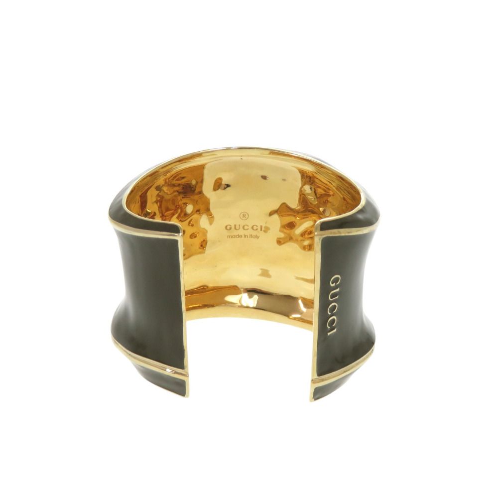 Gucci Wide Bangle Metal Khaki Green Gold Bracelet