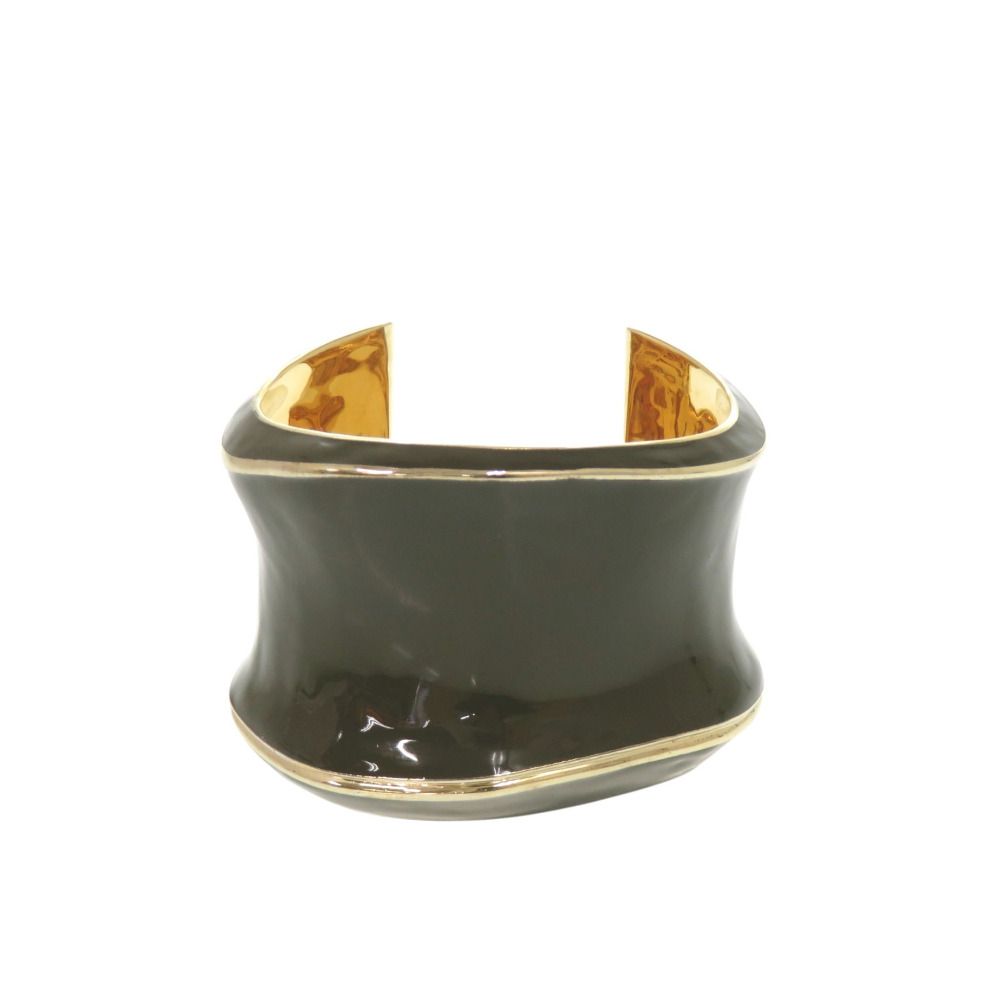 Gucci Wide Bangle Metal Khaki Green Gold Bracelet