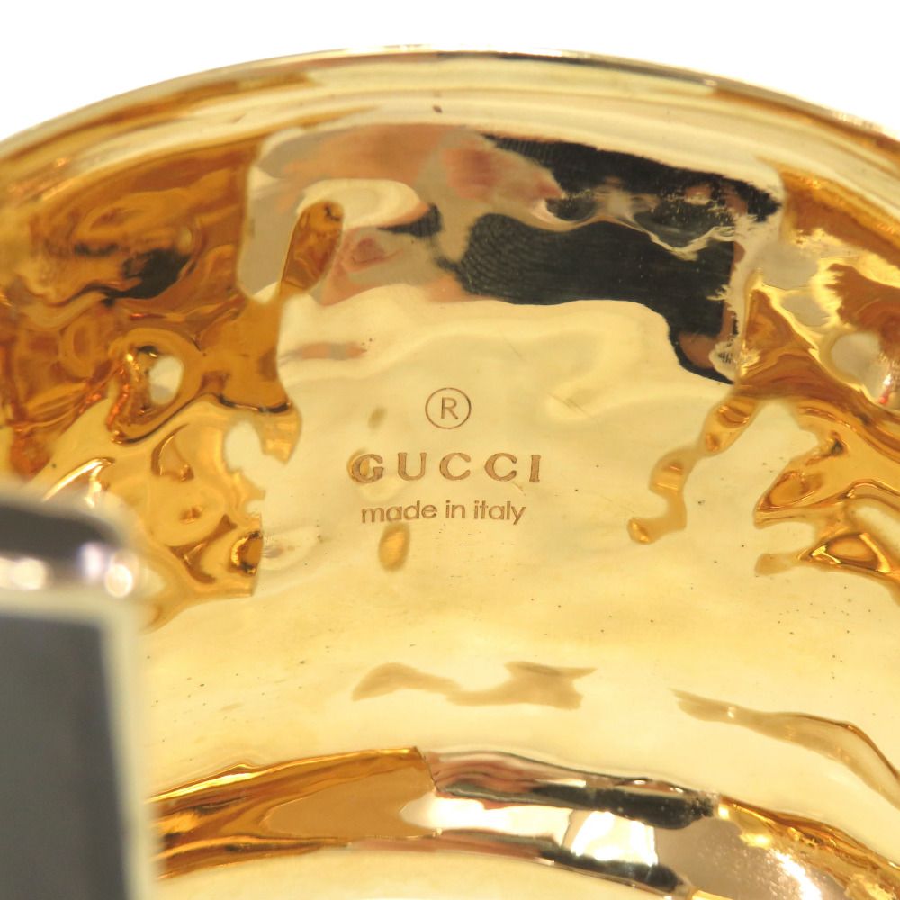 Gucci Wide Bangle Metal Khaki Green Gold Bracelet