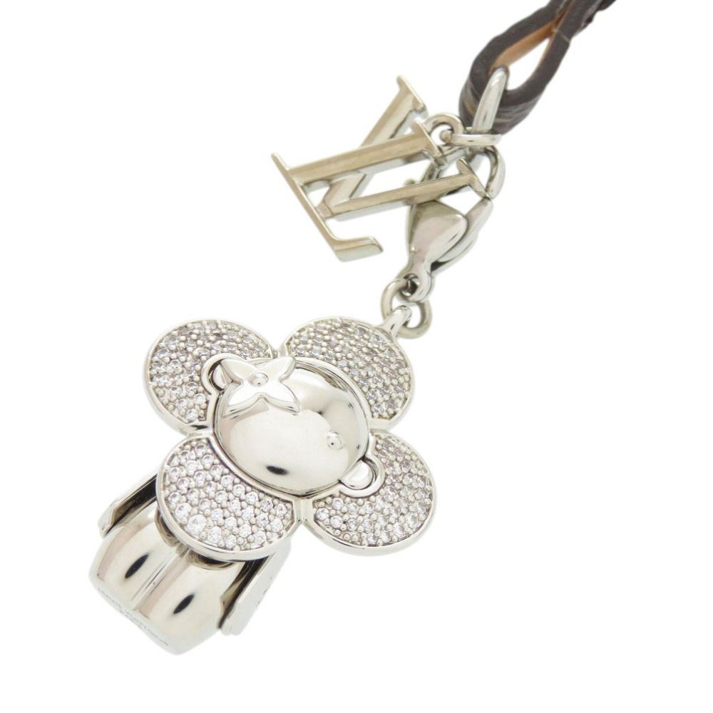 Louis Vuitton Bag Charm Mini Vivienne Strass Metal Silver Brown Key Holder