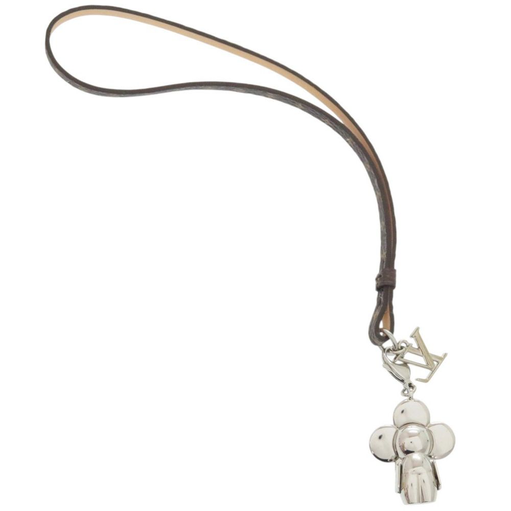 Louis Vuitton Bag Charm Mini Vivienne Strass Metal Silver Brown Key Holder