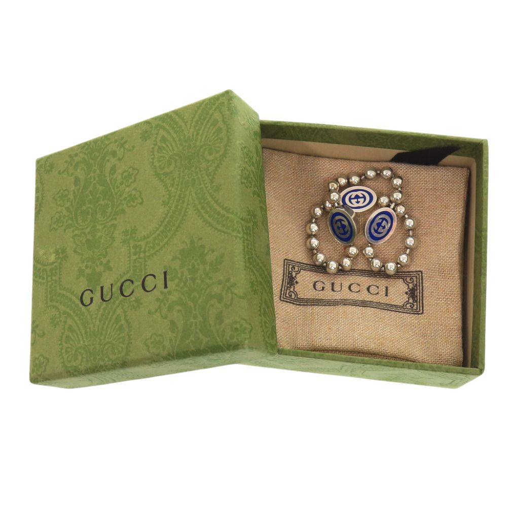Gucci Ball Chain Bracelet Interlocking 925 Sterling Silver