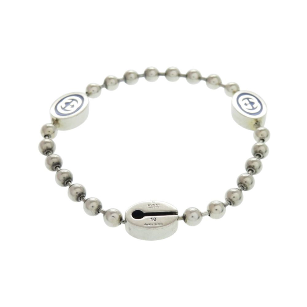 Gucci Ball Chain Bracelet Interlocking 925 Sterling Silver