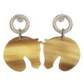 Hermes Cheval Horse Buffalo Horn Brown Earrings