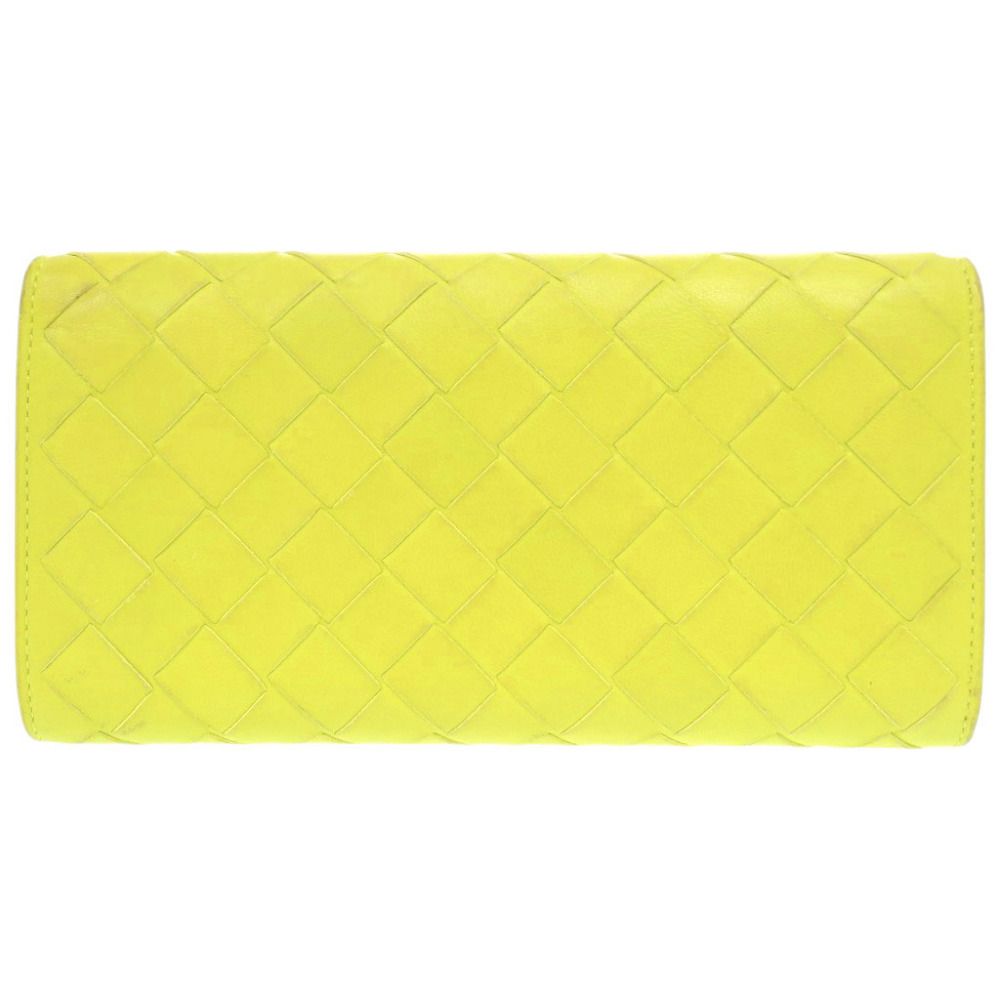 Bottega Veneta Intrecciato Leather Yellow Green Wallet