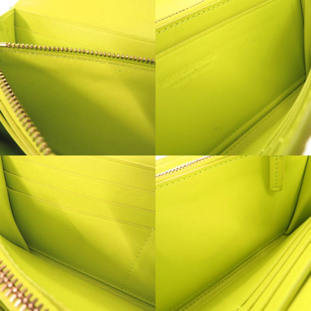 Bottega Veneta Intrecciato Leather Yellow Green Wallet
