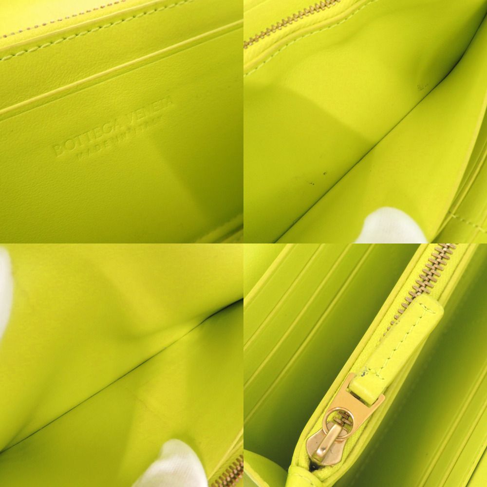 Bottega Veneta Intrecciato Leather Yellow Green Wallet