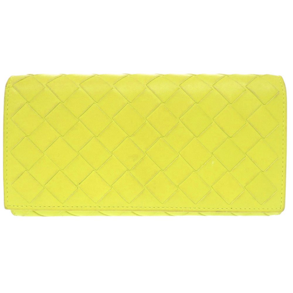 Bottega Veneta Intrecciato Leather Yellow Green Wallet