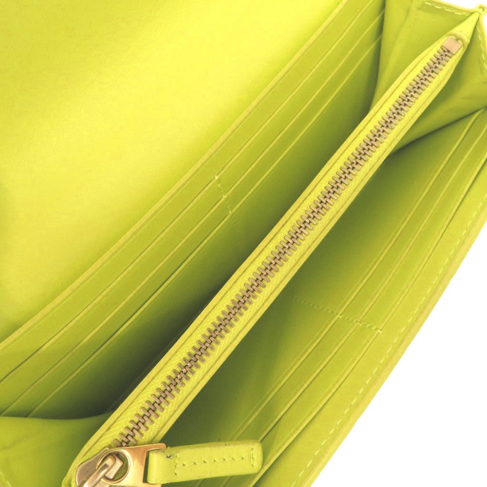 Bottega Veneta Intrecciato Leather Yellow Green Wallet