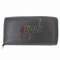 Gucci Blade Embroidery Leather Black Zip Around Wallet