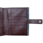 Loewe Bifold Wallet Blue Brown Anagram Canvas Leather Logo All Over Pattern Hook