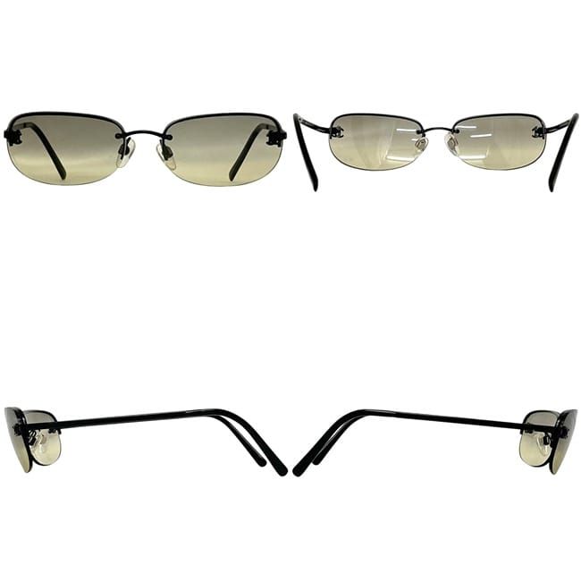 Chanel Sunglasses Black Gradient CC Logo Side Metal Acetate Eyewear Square Lens
