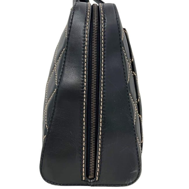 Chanel Handbag Black Wild Stitch Tote Lambskin CC Logo Fastener