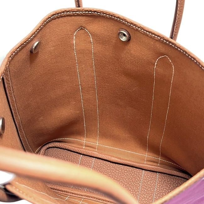 Hermes Tote Garden File PM Pink Brown Rose Purple Gold Palladium Handbag