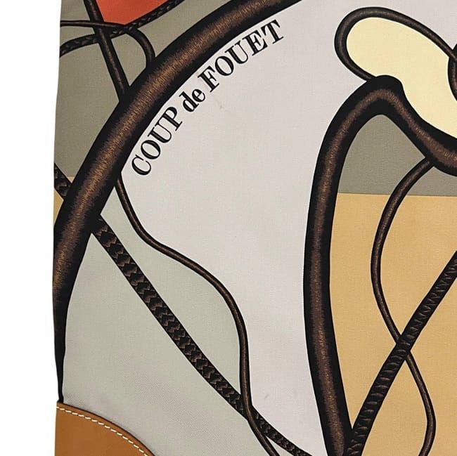 Hermes Shoulder Bag Silky City PM Gray Beige Leather Silk
