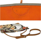 Hermes Shoulder Bag Silky City PM Gray Beige Leather Silk
