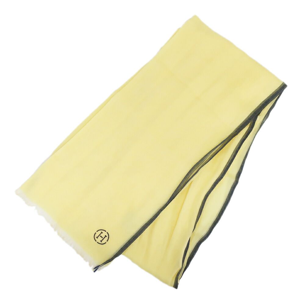 Hermes Heaven Naoshima Shawl Yellow Cotton Fringe Scarf