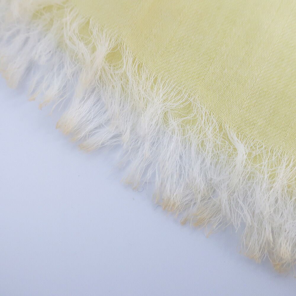 Hermes Heaven Naoshima Shawl Yellow Cotton Fringe Scarf