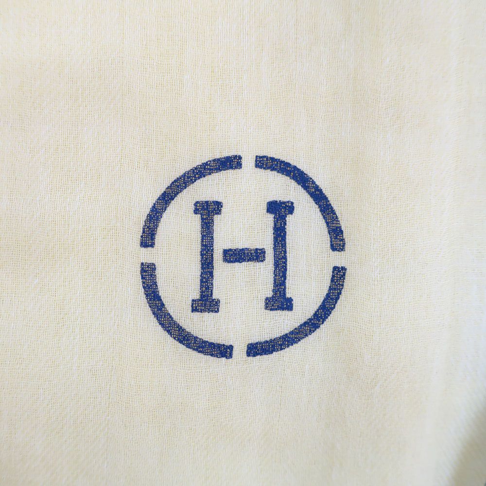 Hermes Heaven Naoshima Shawl Yellow Cotton Fringe Scarf