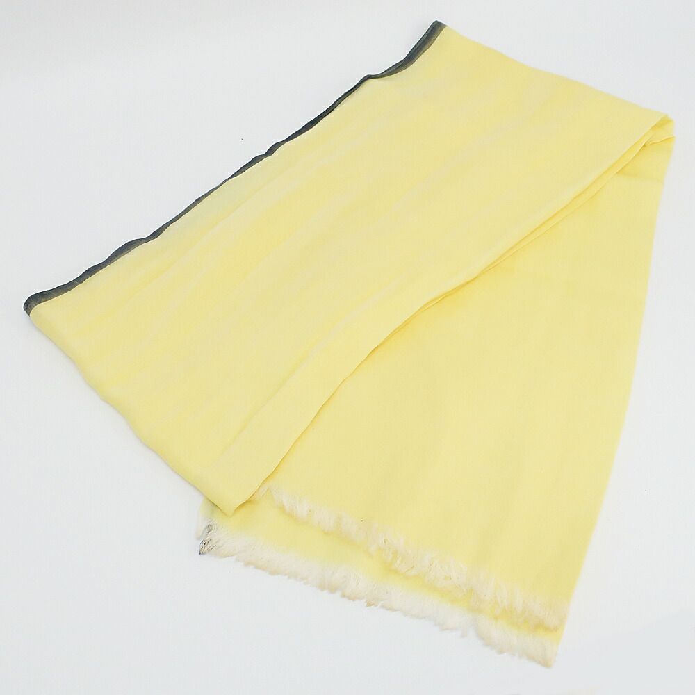 Hermes Heaven Naoshima Shawl Yellow Cotton Fringe Scarf