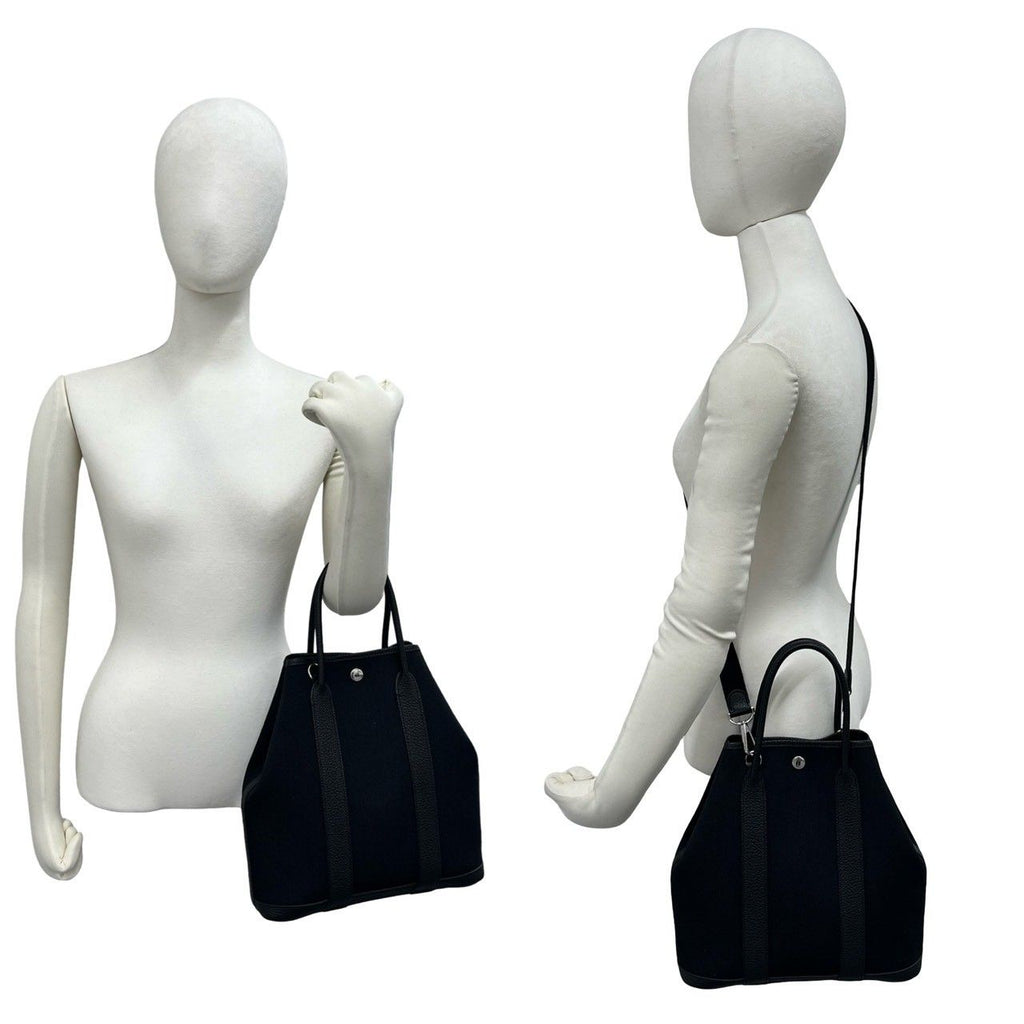 Hermes Garden File PM Negonda Toile Military 2-Way Shoulder Bag Black