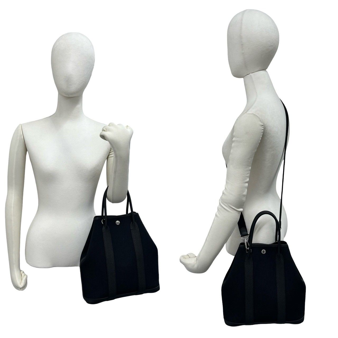 Hermes Garden File PM Negonda Toile Military 2-Way Shoulder Bag Black