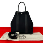Hermes Garden File PM Negonda Toile Military 2-Way Shoulder Bag Black