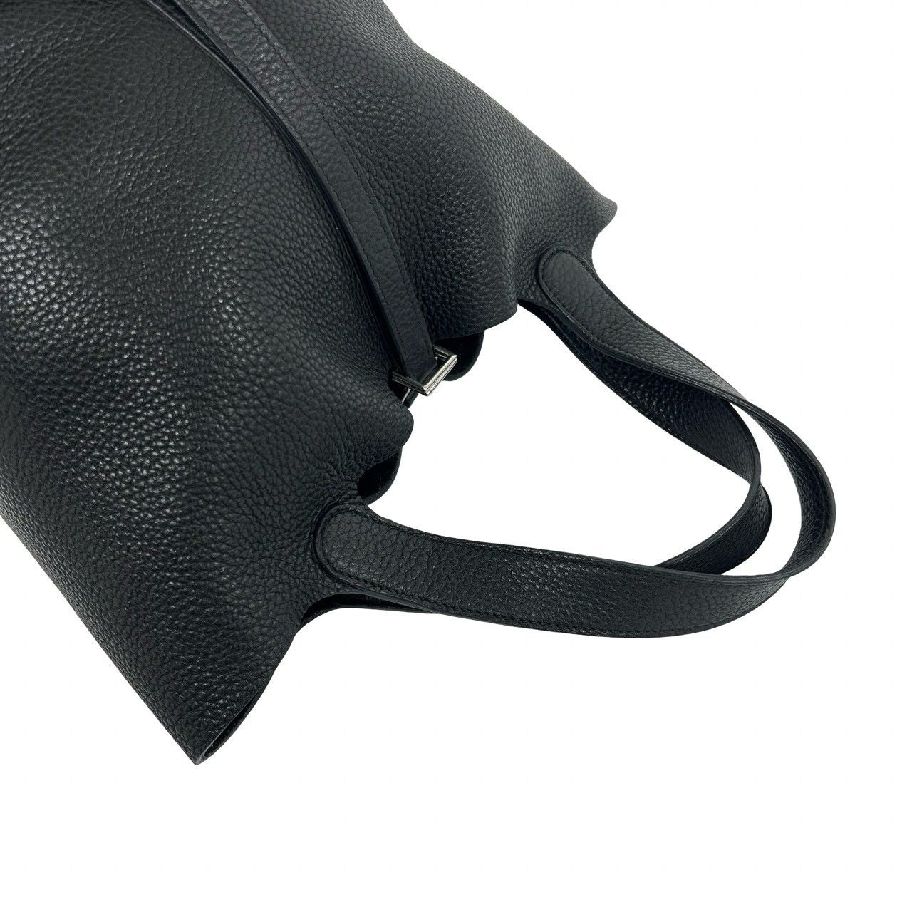 Hermes Picotin Lock MM Taurillon Clemence Leather Tote Bag Black