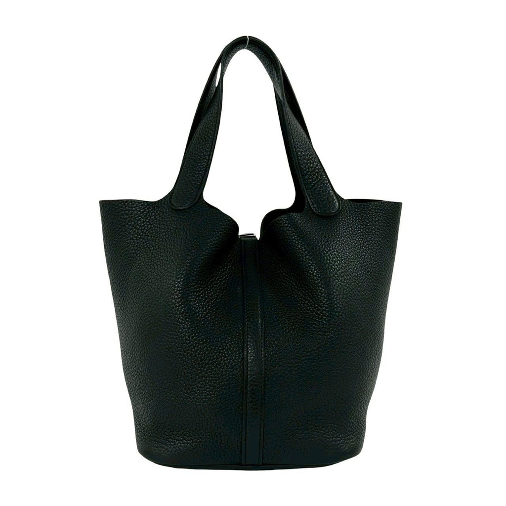 Hermes Picotin Lock MM Taurillon Clemence Leather Tote Bag Black