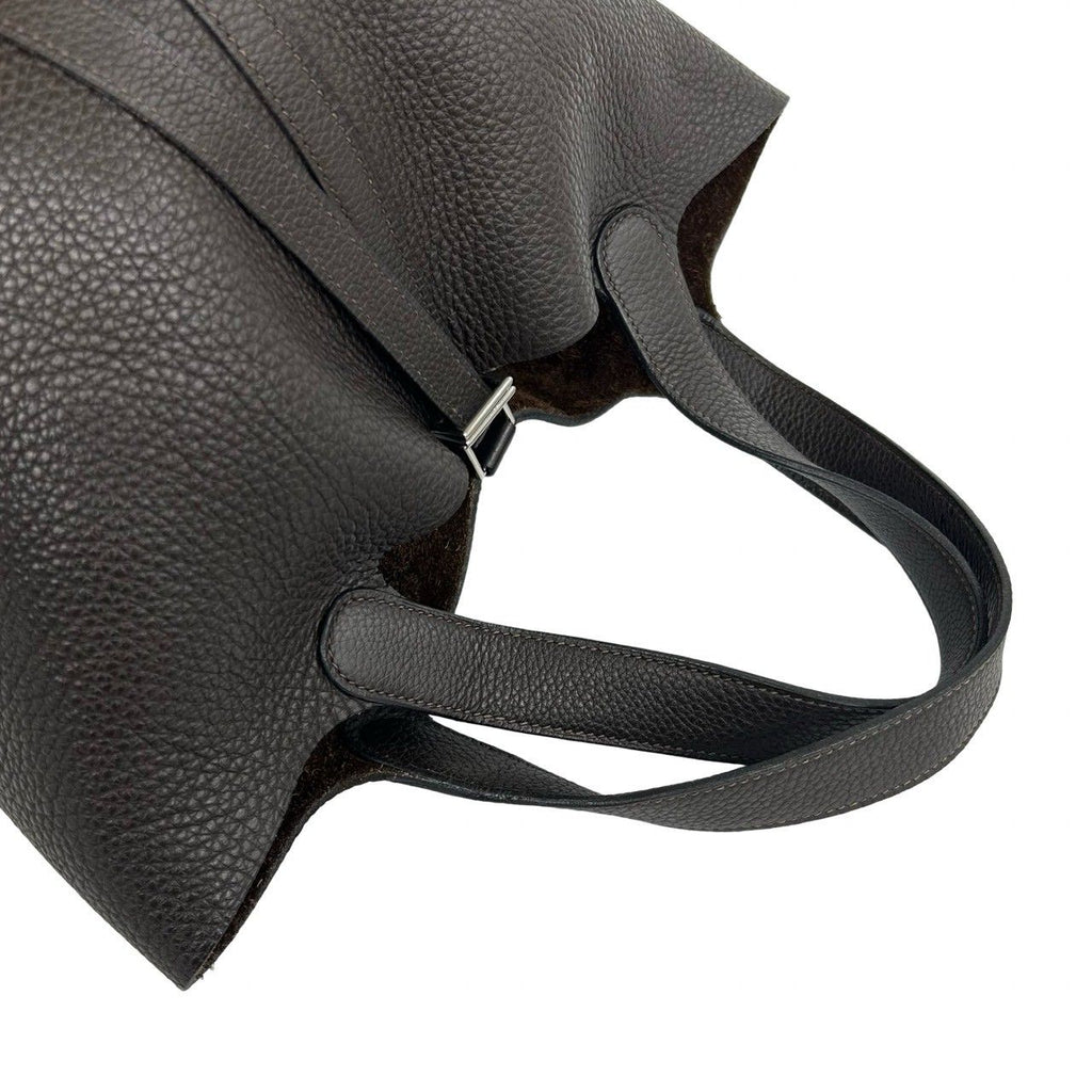 Hermes Picotin MM Taurillon Clemence Leather Tote Bag Ebene