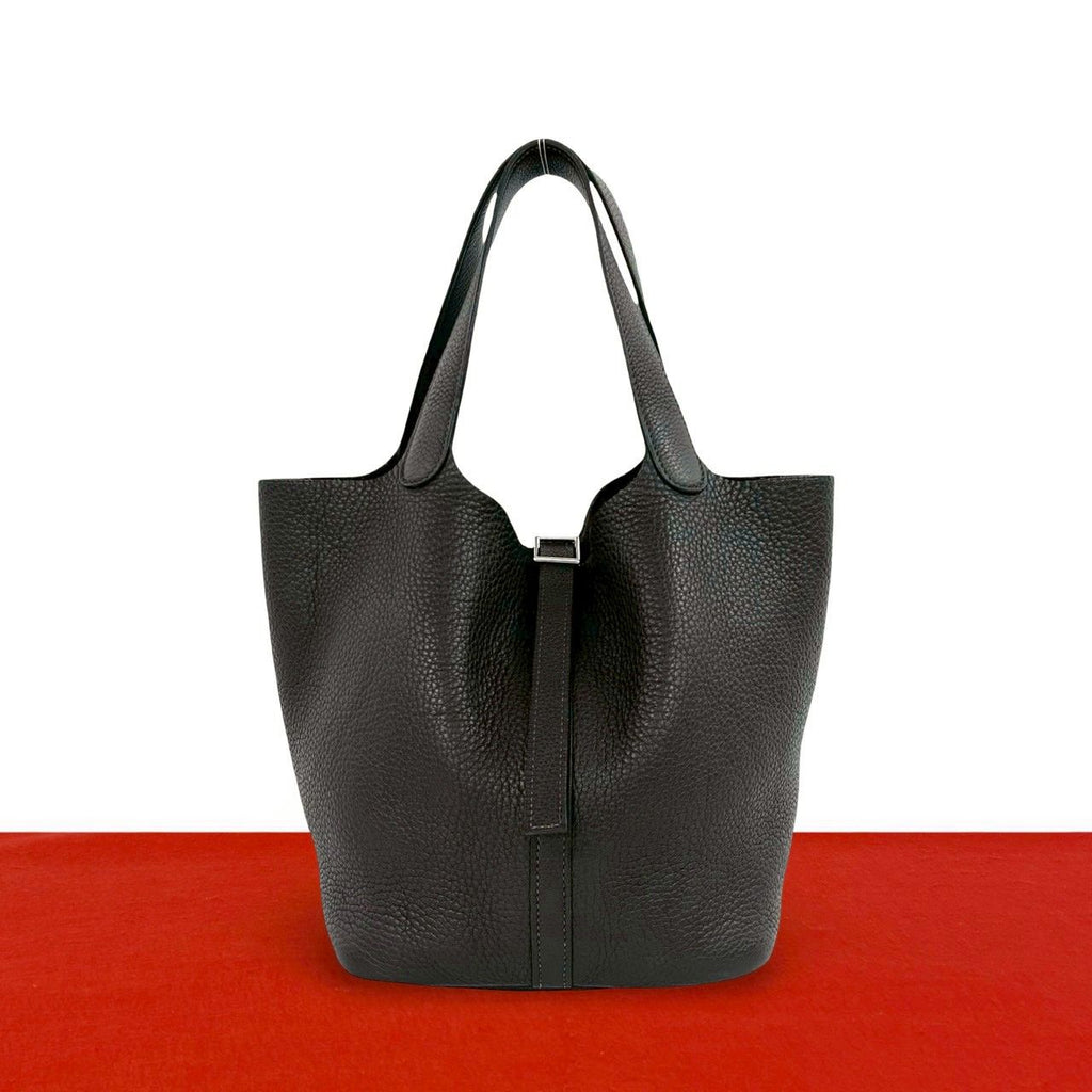 Hermes Picotin MM Taurillon Clemence Leather Tote Bag Ebene
