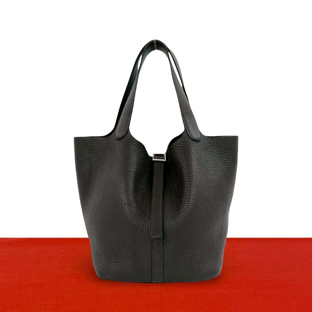Hermes Picotin MM Taurillon Clemence Leather Tote Bag Ebene