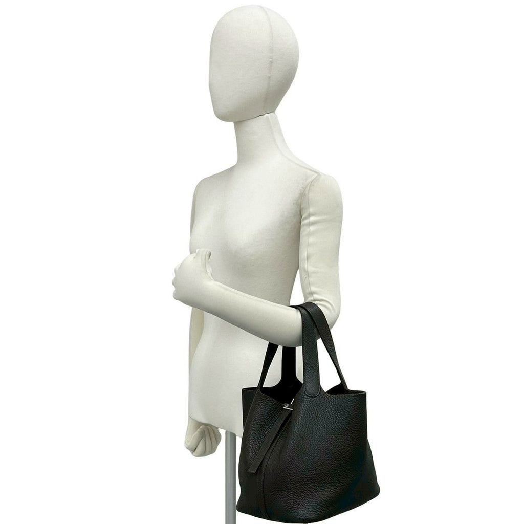 Hermes Picotin MM Taurillon Clemence Leather Tote Bag Ebene