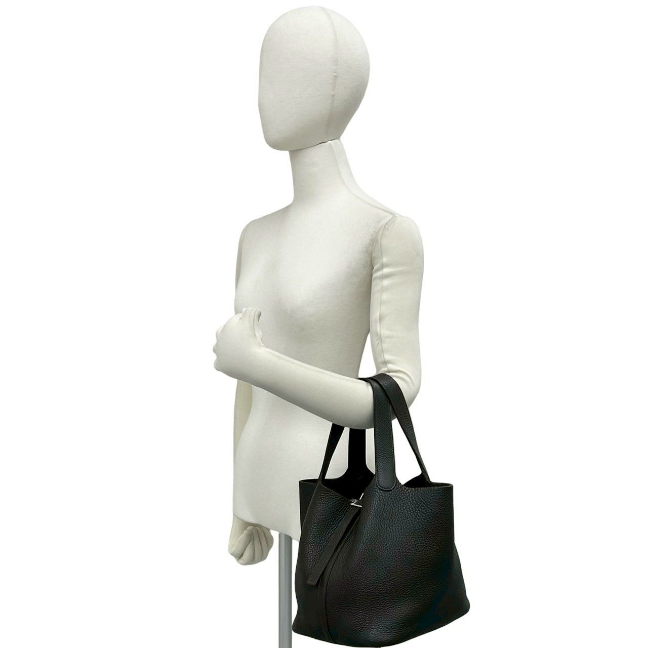 Hermes Picotin MM Taurillon Clemence Leather Tote Bag Ebene