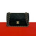 Chanel With Double Flap Quilted CC Logo Lambskin Shoulder Bag Pochette Black