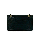 Chanel With Double Flap Quilted CC Logo Lambskin Shoulder Bag Pochette Black