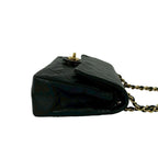 Chanel With Double Flap Quilted CC Logo Lambskin Shoulder Bag Pochette Black