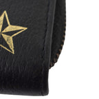 Gucci Bee & Star Round Zip Wallet Bee Leather Black Gold