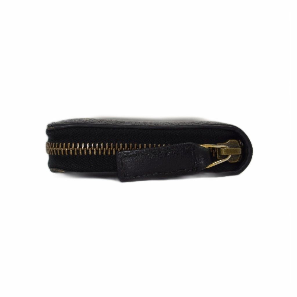 Gucci Bee & Star Round Zip Wallet Bee Leather Black Gold