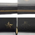 Gucci Bee & Star Round Zip Wallet Bee Leather Black Gold