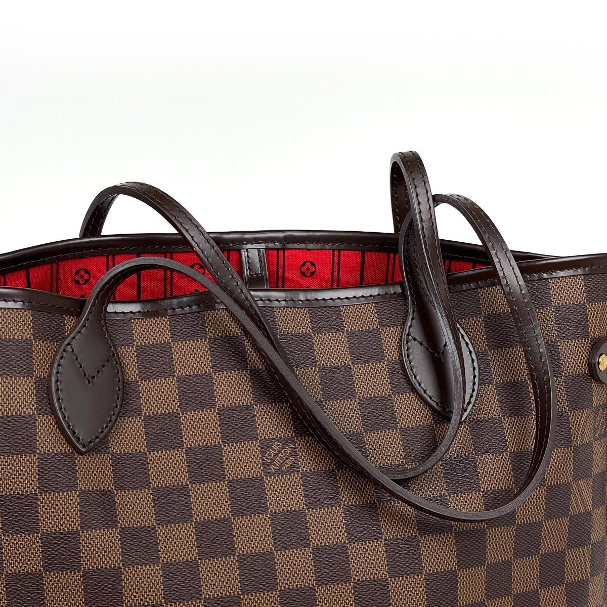 Louis Vuitton Neverfull MM Shoulder Bag Tote Damier Brown