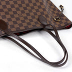 Louis Vuitton Neverfull MM Shoulder Bag Tote Damier Brown