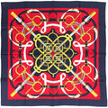 Hermes Carre 90 Eperon D'or Yellow Gold Spurs Scarf Silk Navy